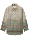 R13 Drop-shoulder Work Shirt In Gradient Bleach Green Plaid