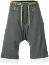 R13 Dropped Crotch Shorts In Grey