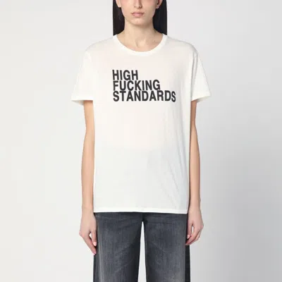 R13 'high Fucking Standards' Print T-shirt In Beige