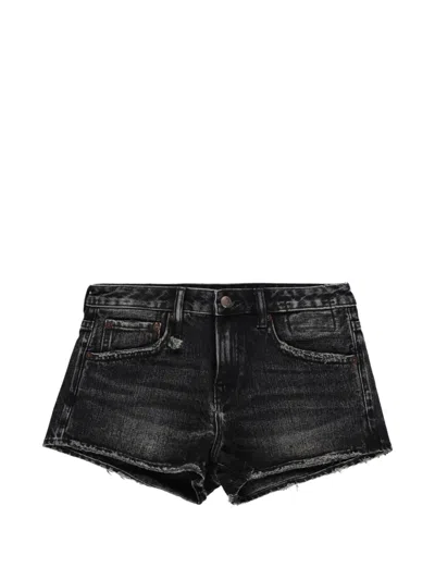 R13 Effie Frayed-edge Denim Shorts In Black