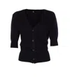 R13 Elbow Sleeve Split Hem Cardigan In Black