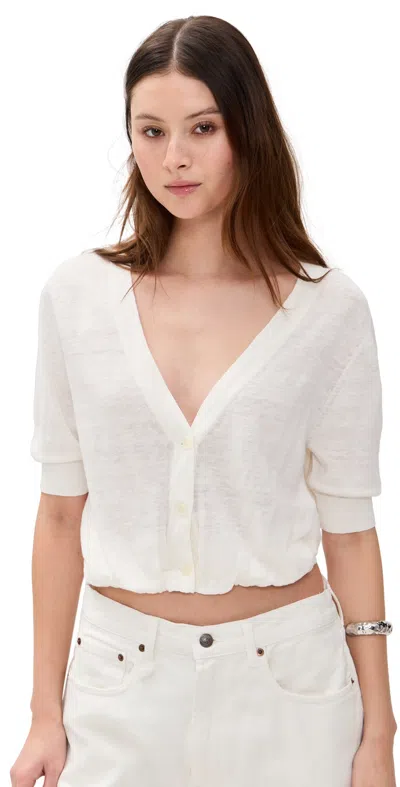 R13 ELBOW SLEEVE BALLOON CARDIGAN ECRU