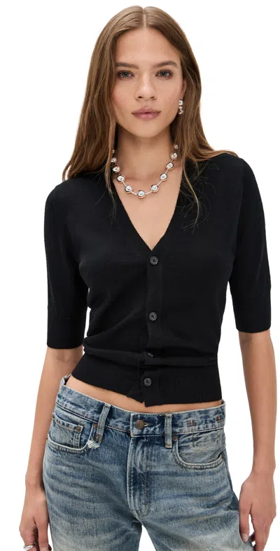 R13 Elbow Sleeve Split Hem Cardigan Black
