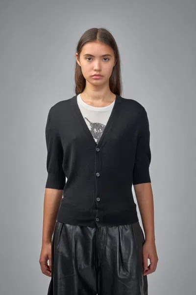 R13 Elbow Sleeve Split Hem Cardigan In Black