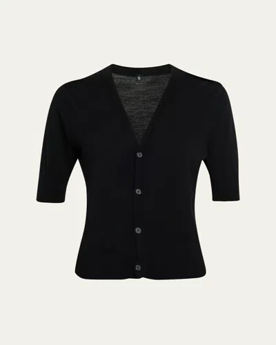 R13 Elbow-sleeve Split-hem Wool Sweater In Black