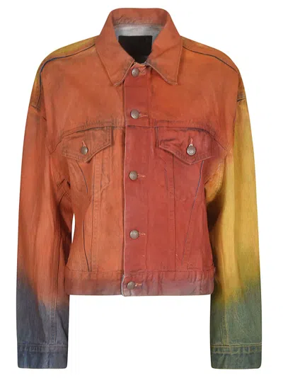 R13 Eli Cropped Denim Jacket In Orange