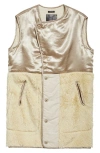 R13 Elongated Mixed Media Liner Vest In Beige/cream