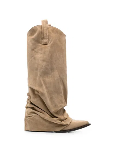 R13 Embroidered Boots In Neutral