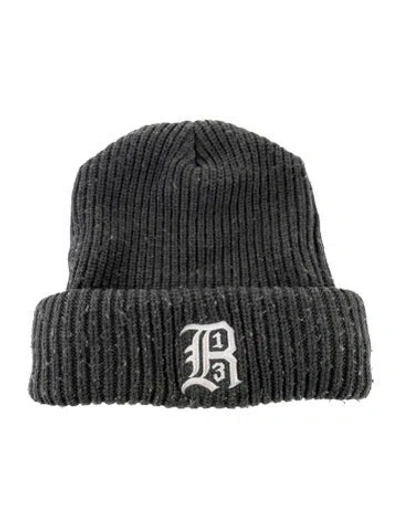 Pre-owned R13 Embroidered Knit Beanie Hat In Grey/white