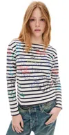 R13 End Of The Year Long Sleeve Tee Navy/ecru Wide Stripe In Navy/ecru Wide Stripe