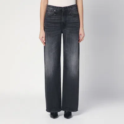 R13 FADED BLACK WIDE JEANS