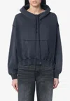 R13 Faded Drawstring Hoodie In Blue