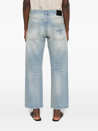 R13 Faded Logo-embroidered Jeans In Blue