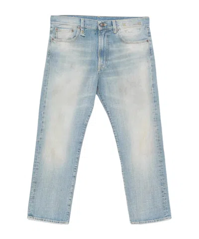 R13 Faded Logo-embroidered Jeans In Blue