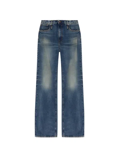 R13 Faded Wide-leg Jeans In Blue