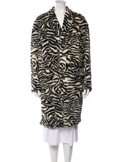 Pre-owned R13 Faux Fur Animal Print Coat In Black