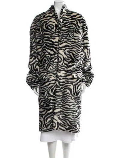 Pre-owned R13 Faux Fur Animal Print Coat In Black