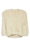 R13 Balloon Faux Fur Cardigan In Cream