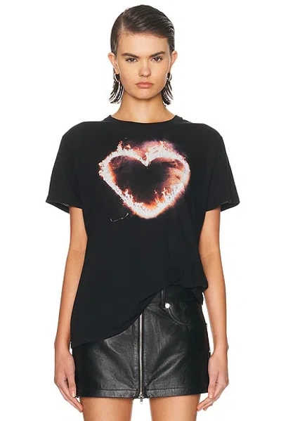 R13 Flaming Heart Boy Tee In Black