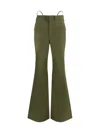 R13 Green Cotton Flared Pants In Olive