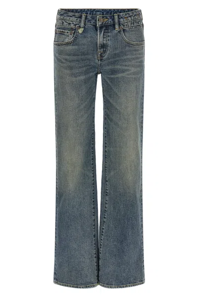 R13 Flared Jeans With Distressed Details In Blue