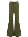 R13 Green Cotton Flared Pants In Green