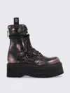 R13 Anfibi Double Stack In Pelle Laminata In Pink