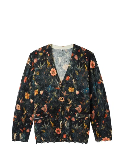 R13 Floral Angels Pocket Cardigan In Black
