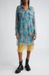 R13 FLORAL LONG SLEEVE DOUBLE LAYER DRESS
