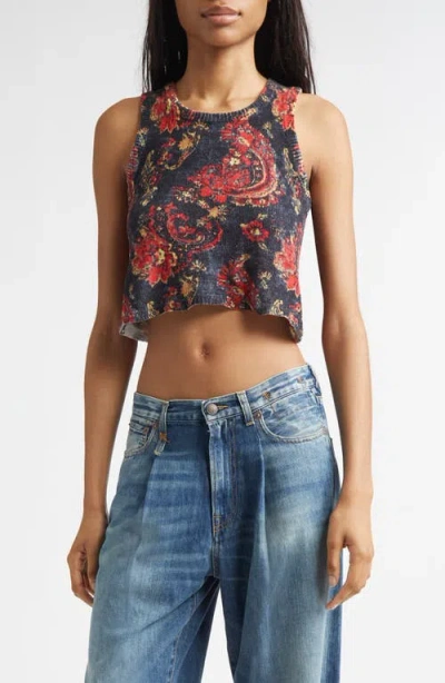 R13 Floral Paisley Sweater Tank In Multi
