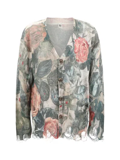 R13 Floral Pattern Cardigan In Multicolour