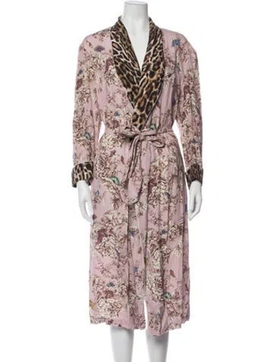 Pre-owned R13 Floral Print Bow Accents Robe In Pink