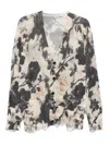 R13 Floral-print Frayed Cardigan