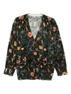 R13 Printed Boyfriend Cardigan Floral With Angels Black In Green