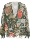 R13 Cardigan Mit Blumen-print In Green
