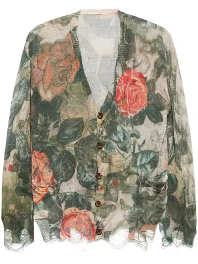 R13 FLORAL-PRINT CARDIGAN