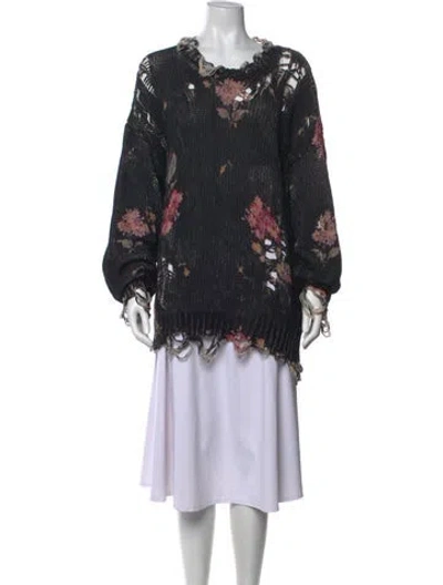 Pre-owned R13 Floral Print Crew Neck Sweater In Black