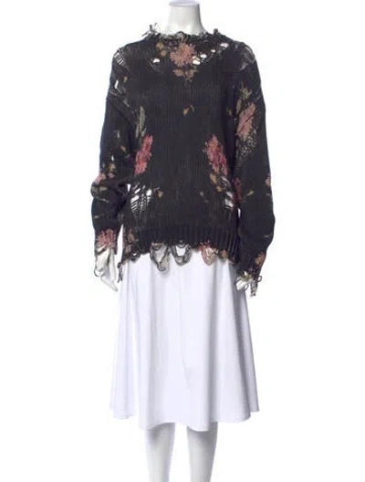 Pre-owned R13 Floral Print Crew Neck Sweater In Black