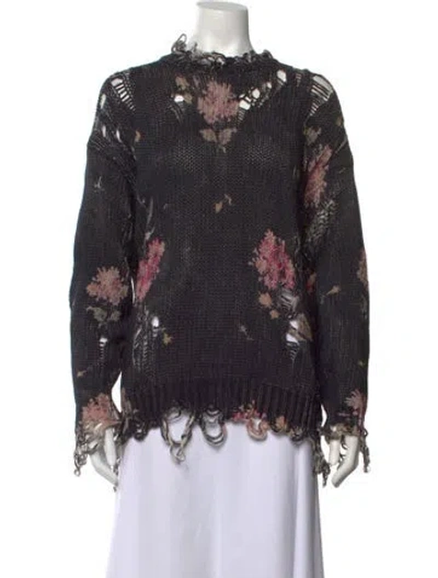 Pre-owned R13 Floral Print Crew Neck Sweater In Black