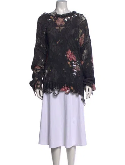 Pre-owned R13 Floral Print Crew Neck Sweater In Black
