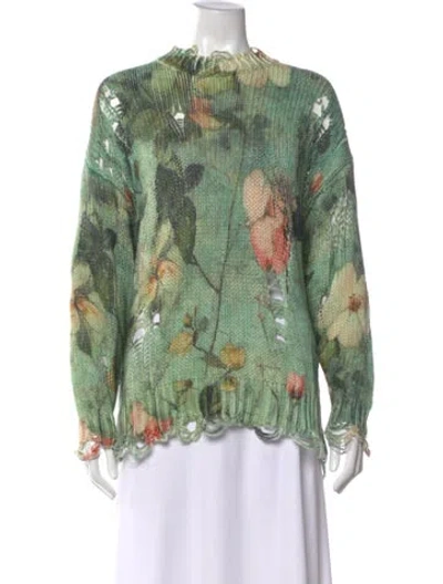 Pre-owned R13 Floral Print Crew Neck Sweater In Green