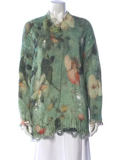 Pre-owned R13 Floral Print Crew Neck Sweater In Green