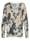 R13 Floral-print Frayed Cardigan In Multi