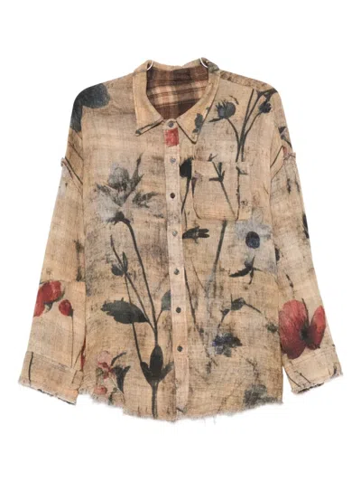 R13 Floral-print Frayed Shirt In Multi