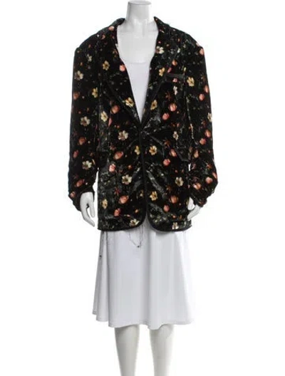 Pre-owned R13 Floral Print Jacket In Black