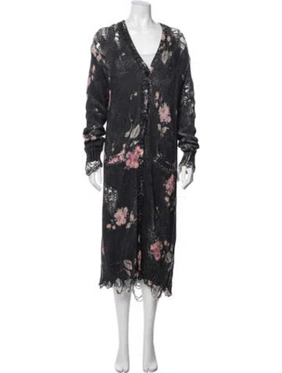 Pre-owned R13 Floral Print Long Dress In Black