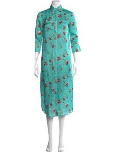 Pre-owned R13 Floral Print Long Dress In Blue