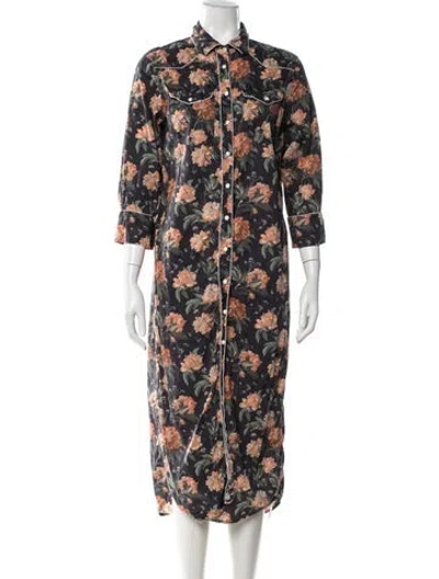 Pre-owned R13 Floral Print Long Dress In Blue