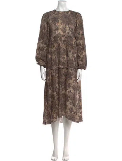 Pre-owned R13 Floral Print Long Dress In Brown