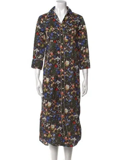 Pre-owned R13 Floral Print Long Dress In Brown